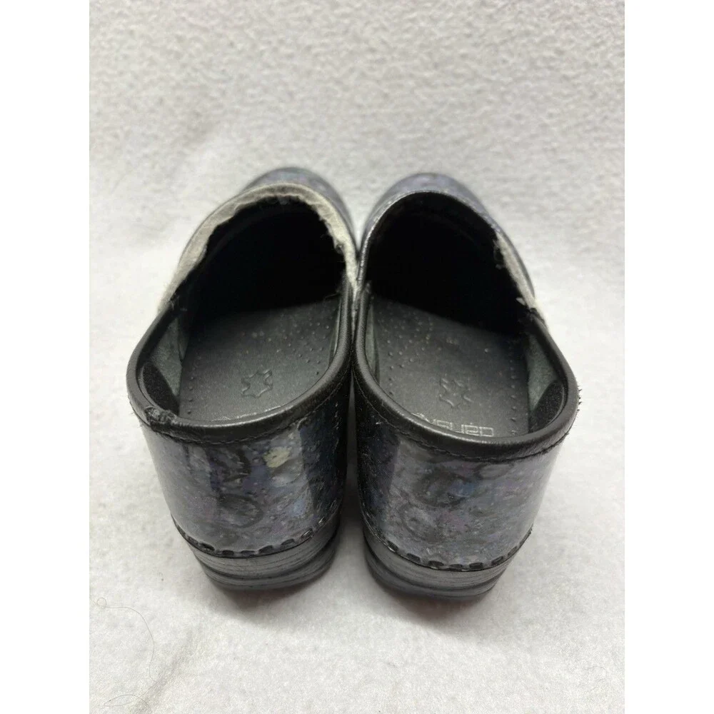 DANSKO Clog Black Gray Iridescent Patent Leather Slip-On Shoe Women's EU 38 US 8